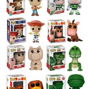 Woody (#168), Buzz Lightyear (#169),Jessie (#19),Bullseye (#520), Hamm (#170), Rex (#171), Slinky Dog (#516), Army Man (#377)